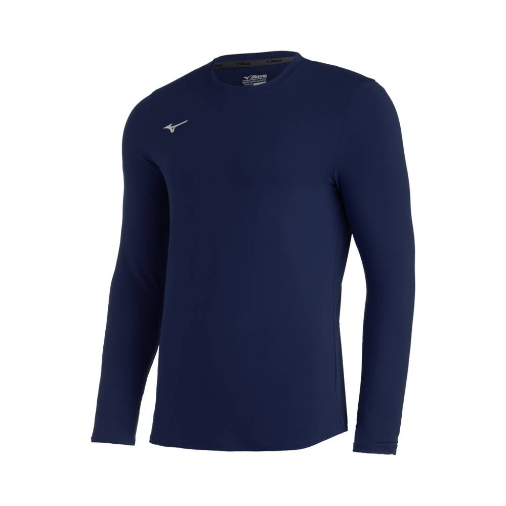 Maglie Running Mizuno Baseball Comp Diamond Long Sleeve Crew Uomo - Blu Marino - 35214-SZJP